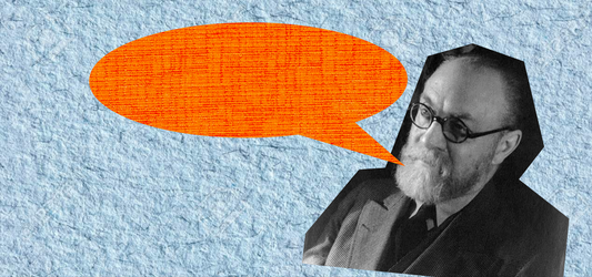 A cut out image of Matisse with paper background and fabric speech bubble, in anticipation of what Matisse's quote says in the blog post.