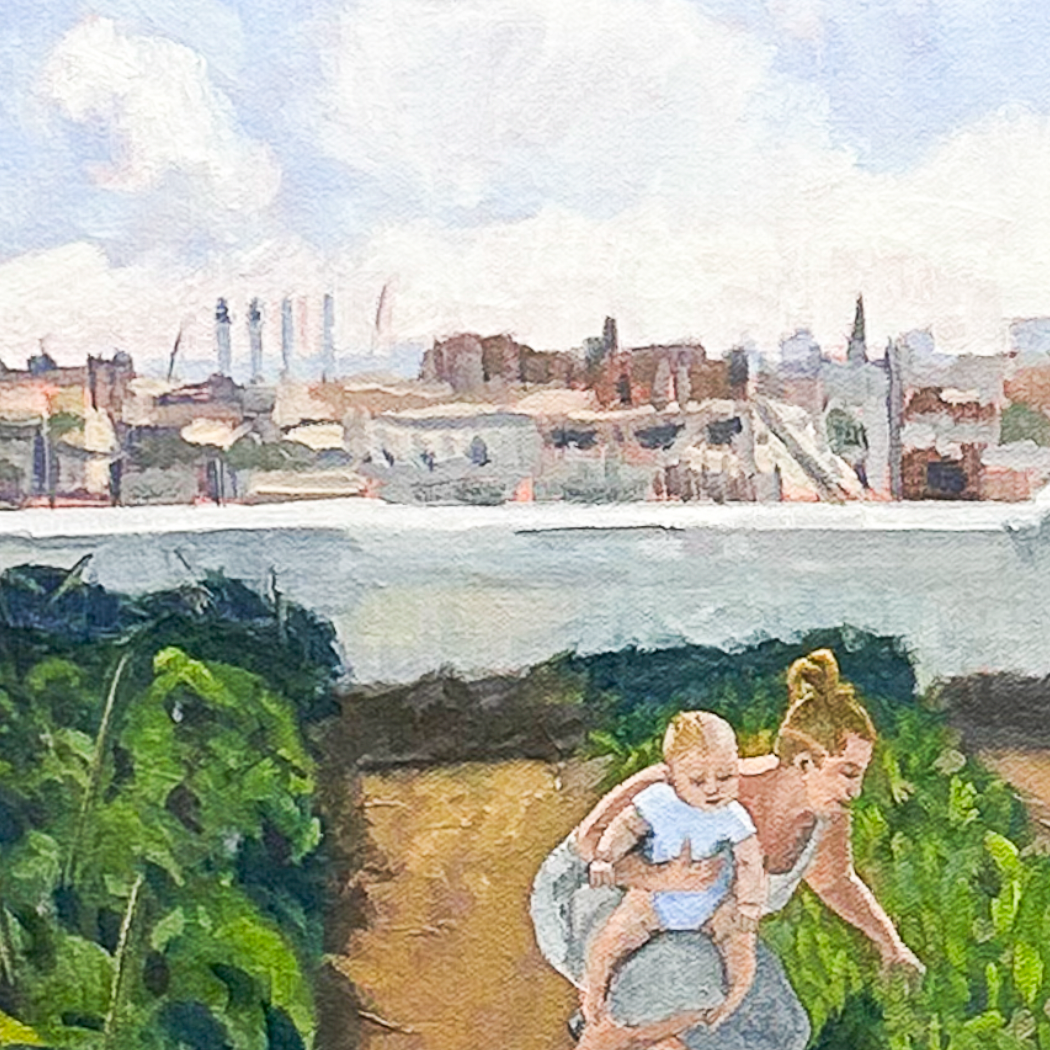 Family Weeding with Wheelbarrow, 2021